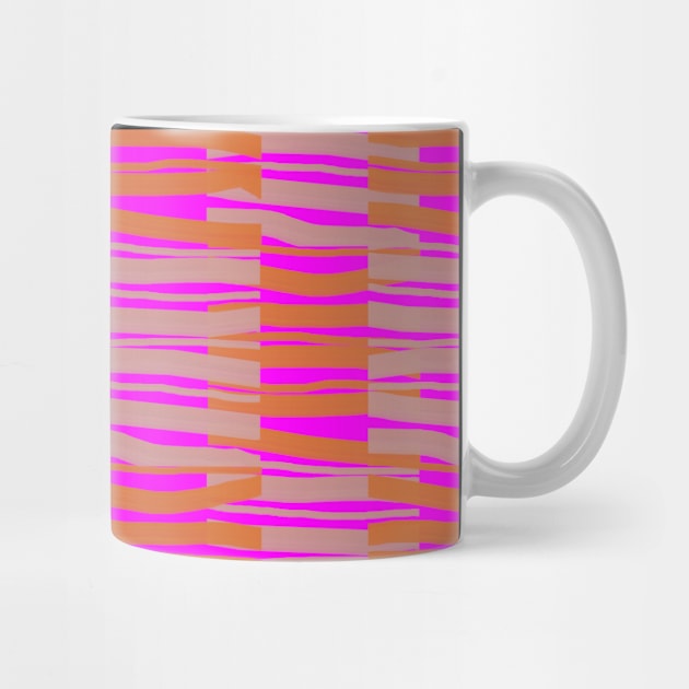 Contemporary Retro Orange Pink Abstract Fibres Pattern by BillingtonPix